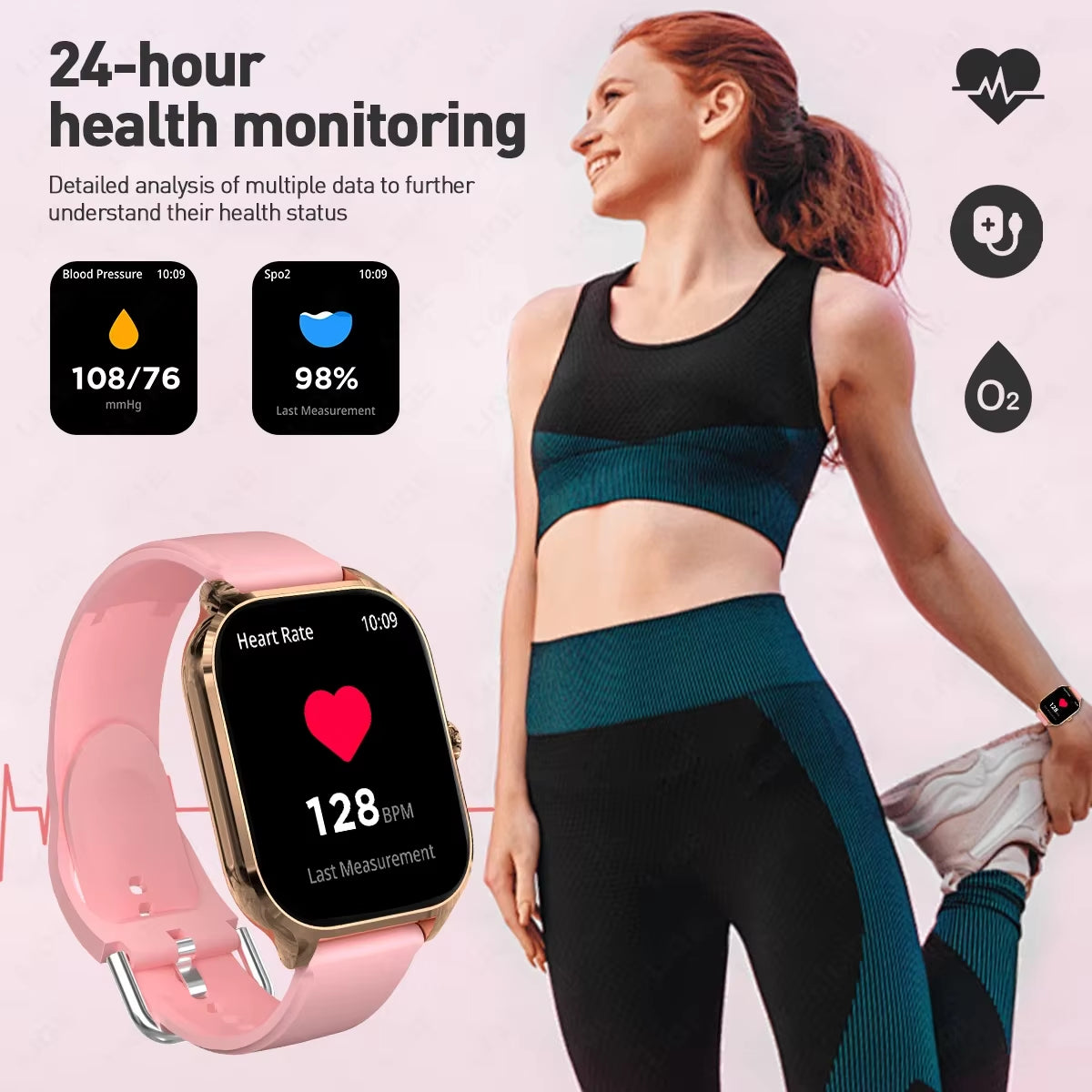 2025 New Fashion Smart Watch Heart Rate Monitor Sports Fitness Watch Waterproof Voice Calling Smart Watch for Huawei Xiaomi