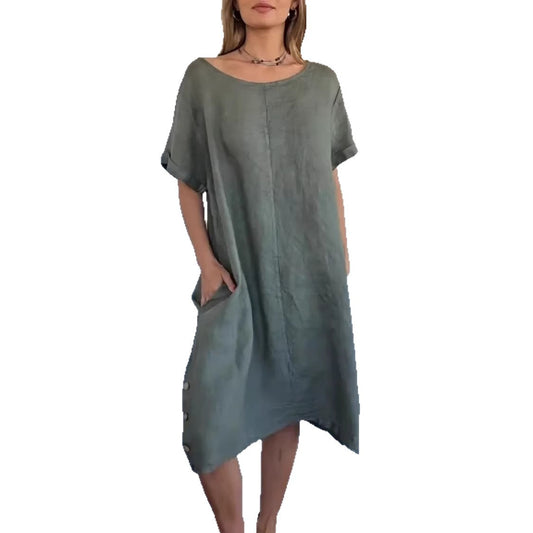 Round-neck Loose-fitting Figure-flattering Casual Dress