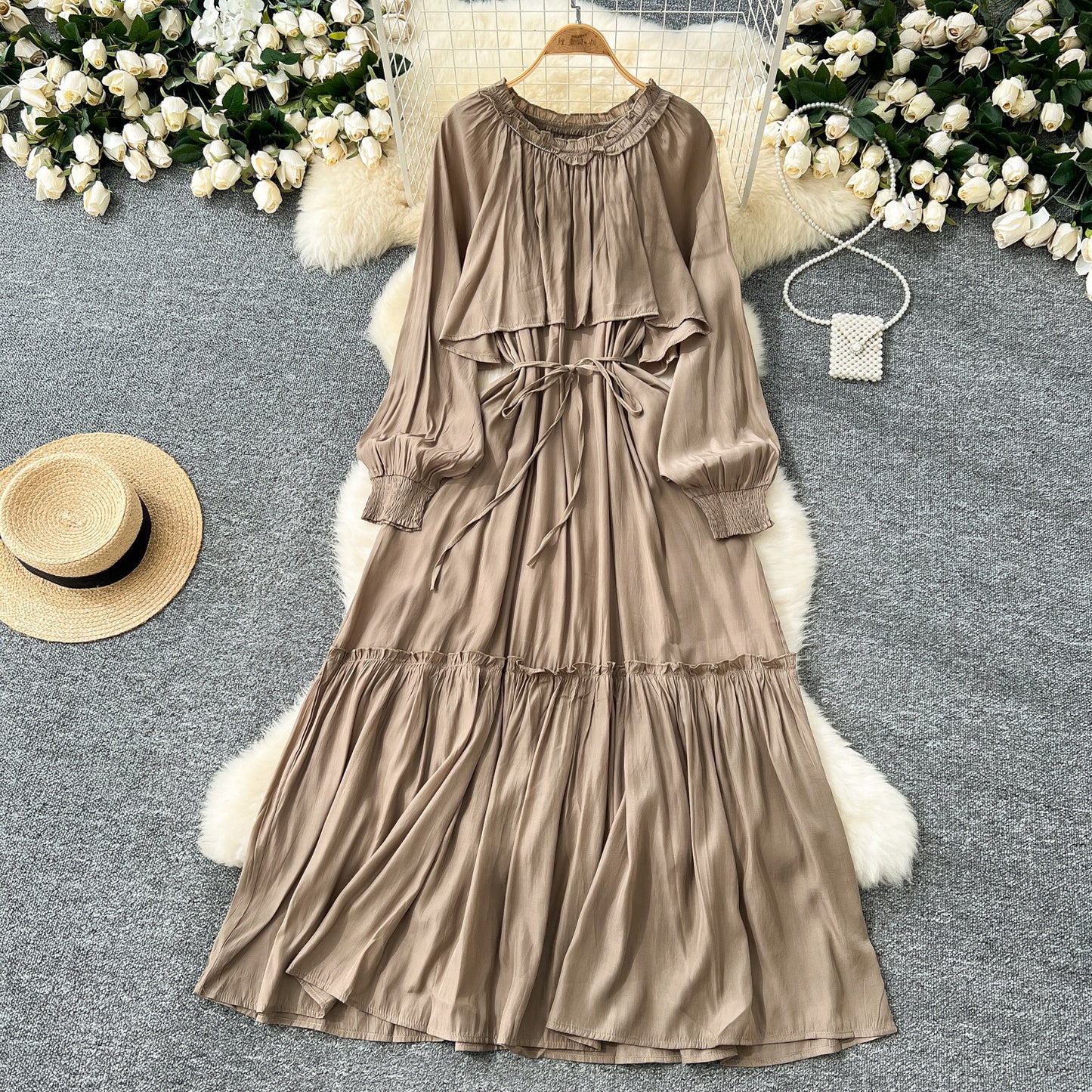 Designer-style Irregular Ruffled Patchwork Dress