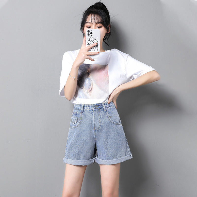 Loose Korean Style High Waist Girl Denim Shorts