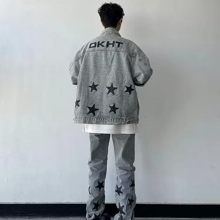 Men's Loose Oversize Jacket Leisure Ripped Denim Jacket