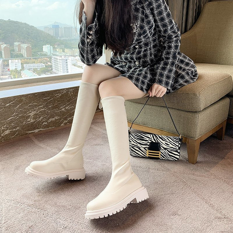 Korean Version Of The New Velvet Heightened Knight Boots