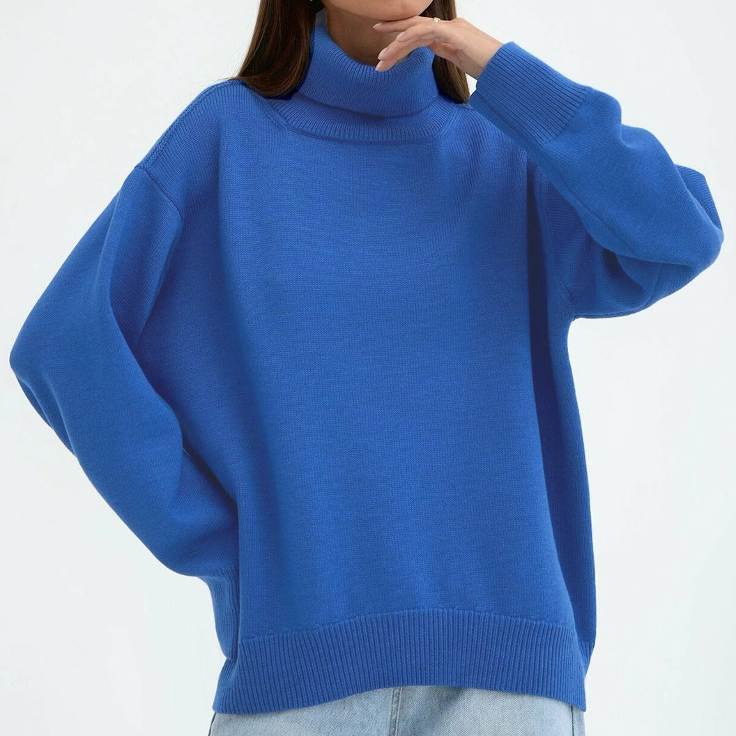 Solid-color Turtleneck Sweater For Women European And American Style