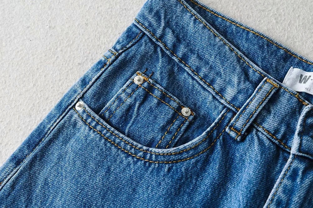 Mopping And Frayed Denim Trousers New High-waisted Loose-fitting Thin Straight And Wide-legged