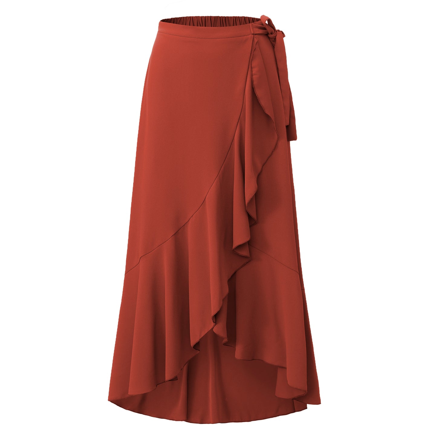 Wrap Skirt High Waist Elasticated Back Midi Length Womens