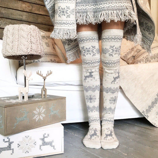 Autumn And Winter Elk Jacquard Christmas Stockings