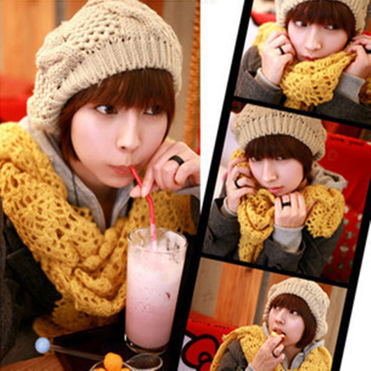Women's Autumn And Winter Big Buds Twist Ball Knitted Hat