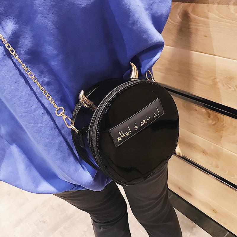 Personalized Corner Patent Leather Shoulder Bag Little Devil Bag Chain Crossbody Bag