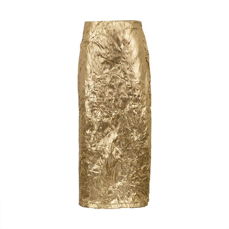 Skirt Pleated High Waist Back Slit Trendy Wild