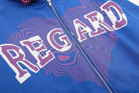 Heart Letter Print Niche Hooded Cardigan