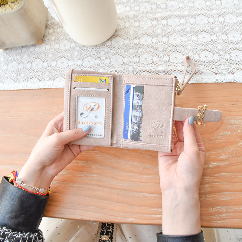 Small Purse Short Style Bow Hand Rope Two Fold Wallet