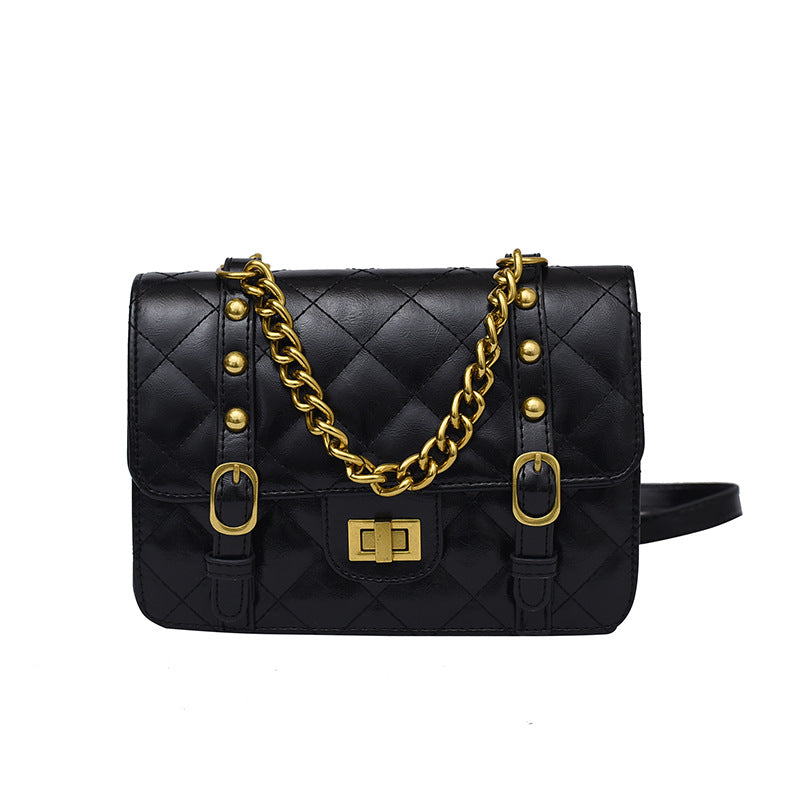 PU Small Fragrant Style Rhombus Square Bag Fashion Contrast Color Retro Simple
