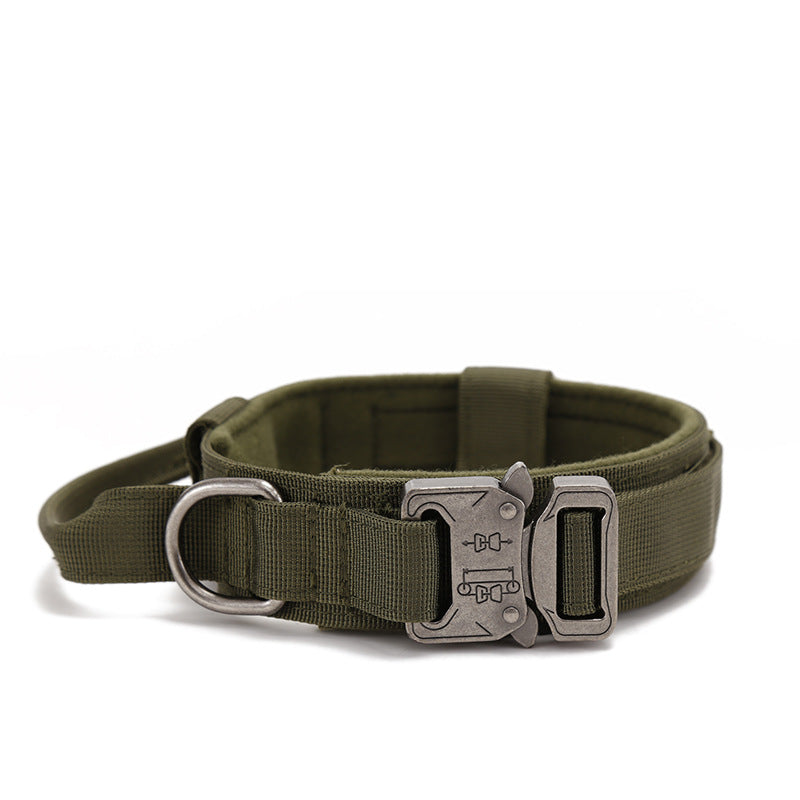 Nylon Wear-resistant Tactical Pet Collar Outdoor Adjustable Medium And Large Traction Dog Collar