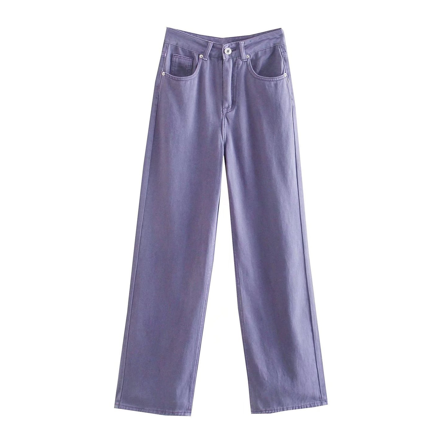 Women's High Waist Colorful Jeans Loose Slimming Wide Leg Pants