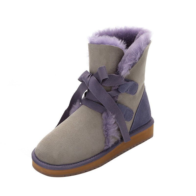 Northeast Winter Bow And Velvet Short Tube Warm Short Boots