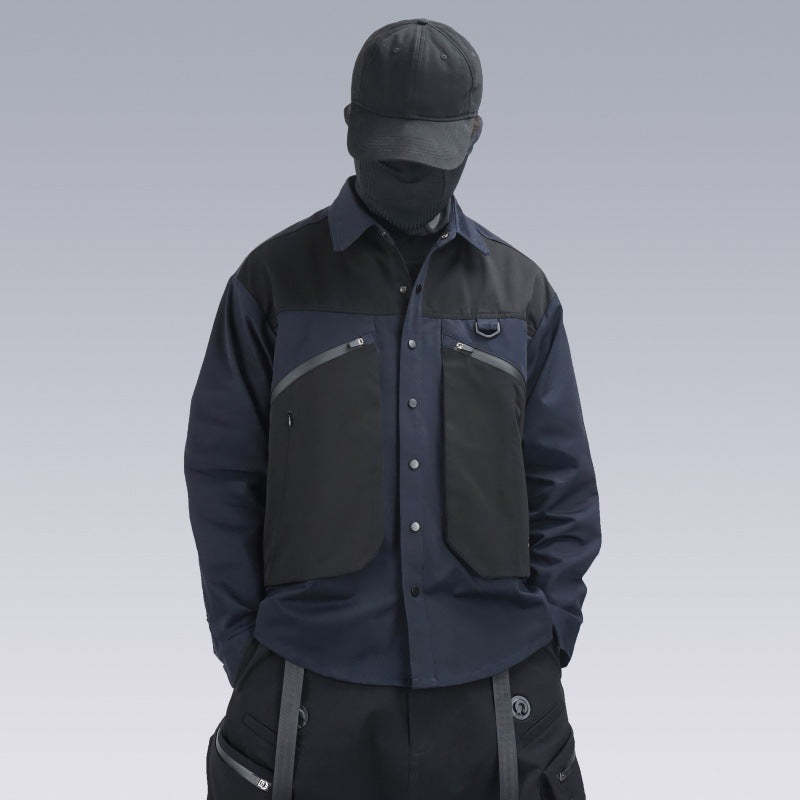 Functional Deconstructed Workwear Lapel Jacket Long Sleeves