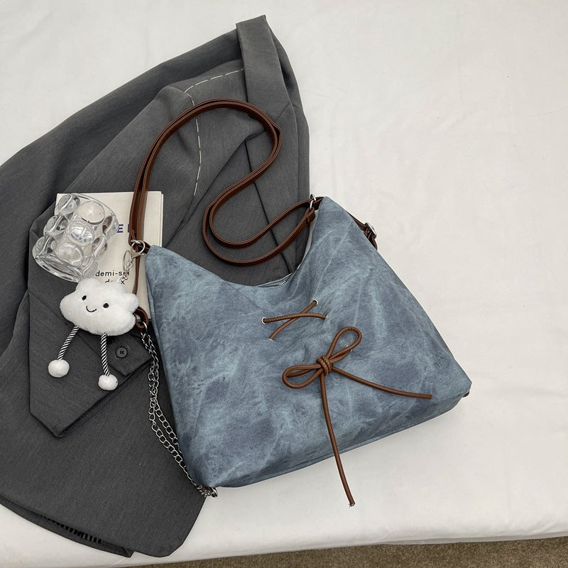 Retro Denim Bag Women's Large Capacity Shoulder Messenger Bag Versatile Backpack