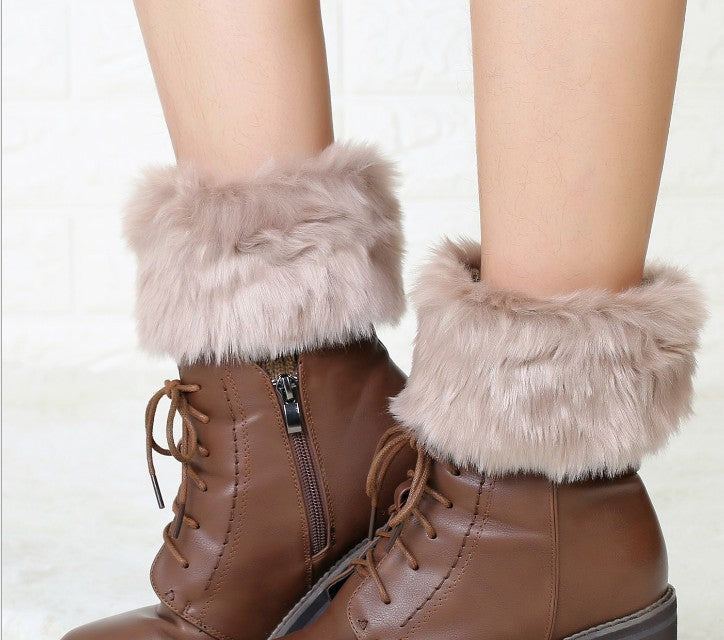 Korean Version Autumn And Winter Short Turned Fur Warm Leg Boots
