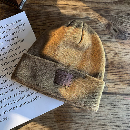 Label Simple Small Letter Knitting Wool Hat