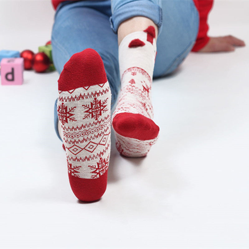 Christmas  Theme Red Natal Year Socks