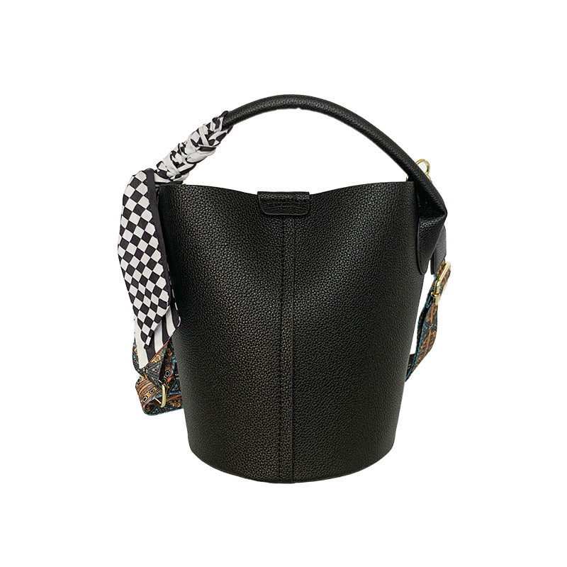 Women's Fashionable Large Capacity Ribbon Handbag With Bucket