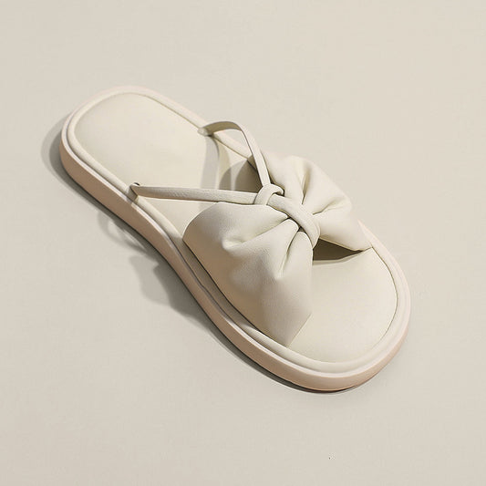 Shit Bow Soft Bottom Word Slippers