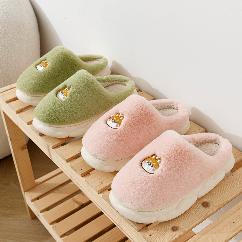 Men's And Women's Indoor Household Couple Fluffy Fluffy Soft Sole Cotton Slippers