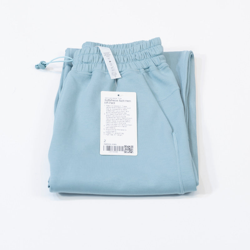 Yoga Clothes Draping Slit Pants Wide Leg Straight High Elastic Trousers