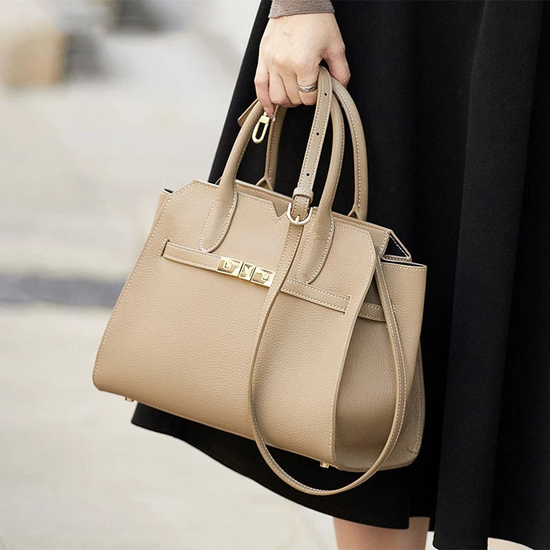 Premium-Look Handbag Womens Top-Grain Leather Tote Bag