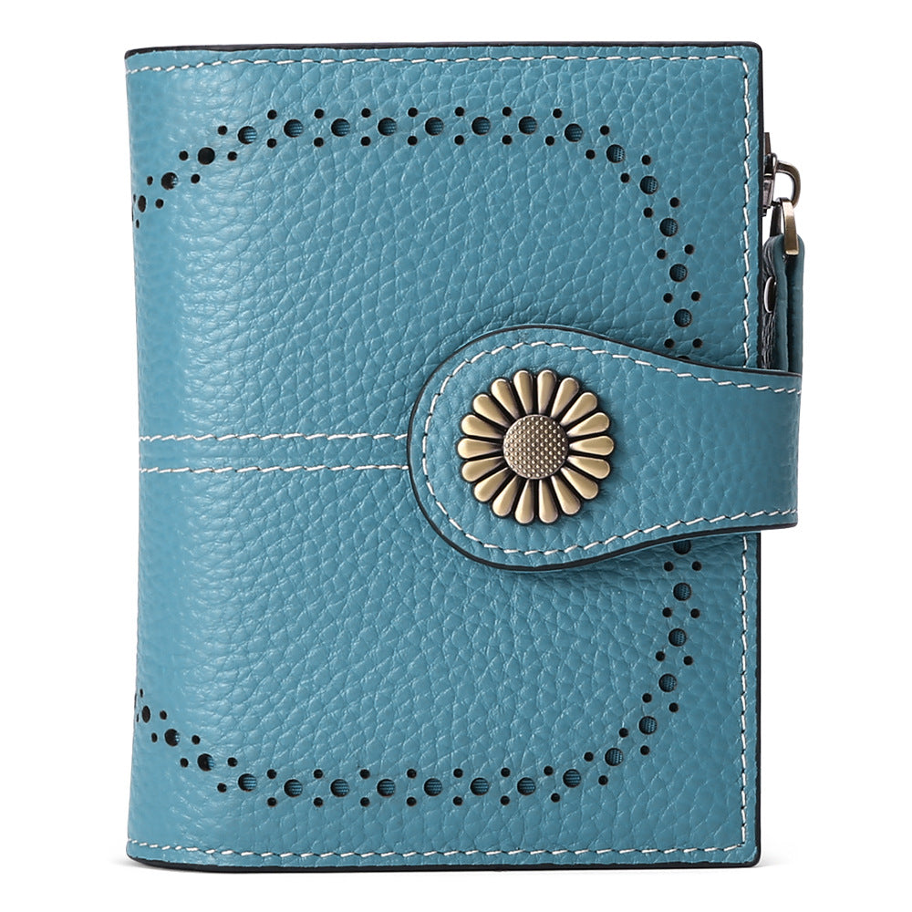 Wallet Women's Short Oil Wax Leather Zipper Card Holder