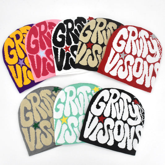 Knitted Jacquard Hat Hip Hop Letters Street Trend