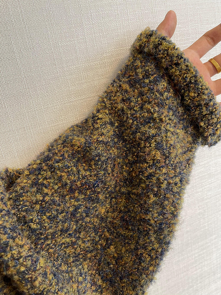 Vinter Retro Nem Matchning Afslappet og Løs Stor Strikket Jule Mosgrøn V-hals Off-Shoulder Sweater Til Mænd