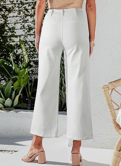 Retro Løse Lige Bukser Med Én Række Ornamenter, Høj Talje, Vide Ben, Jeans Til Kvinder