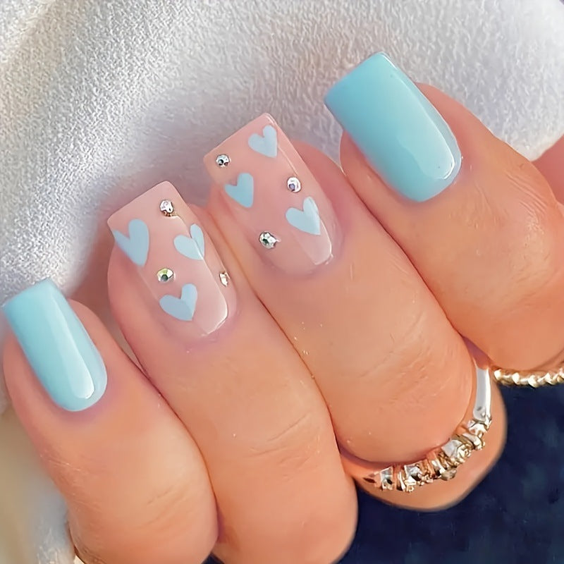 Nail Art High Fashion Simple Rhinestone Butterfly Flower Cow Wear Nail 24 Pieces