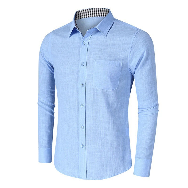 Men's Plaid Linen Shirt Long Sleeve Clothes
