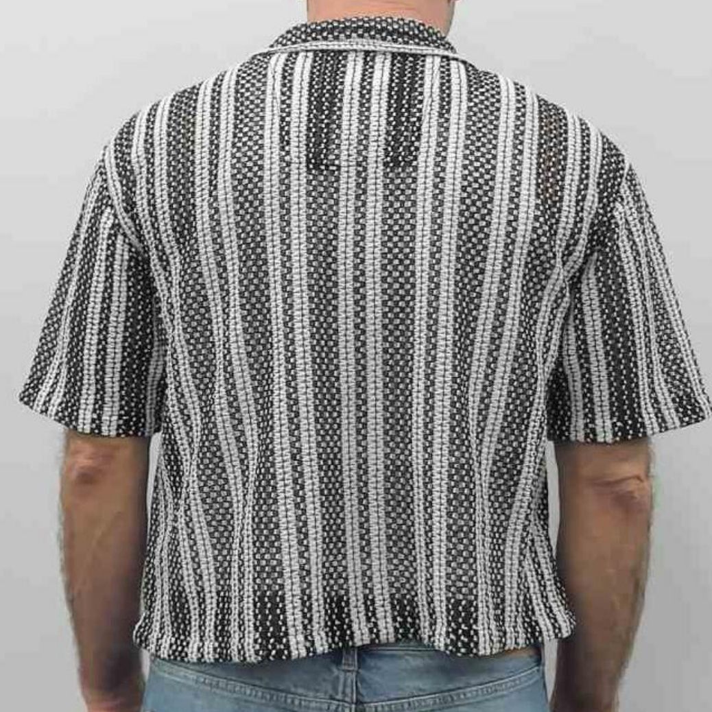Men's Hollow-Out Cuban Collar Short-Sleeve Shirt