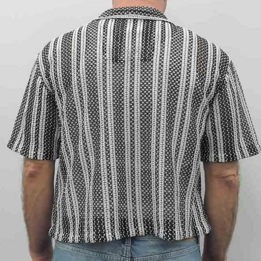 Men's Hollow-Out Cuban Collar Short-Sleeve Shirt