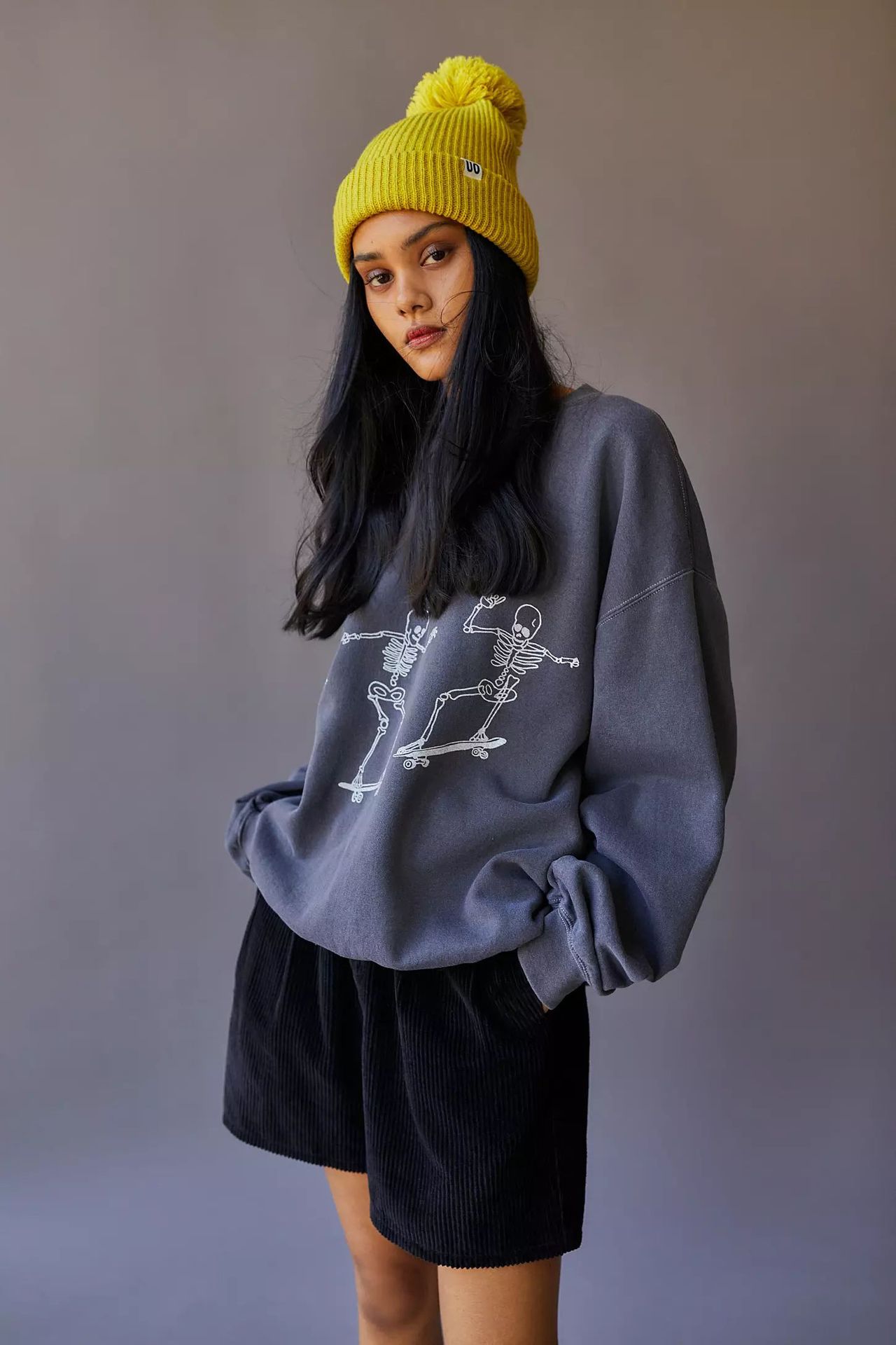 Women's Wear Long Sleeve Skull Skateboard Loose Top