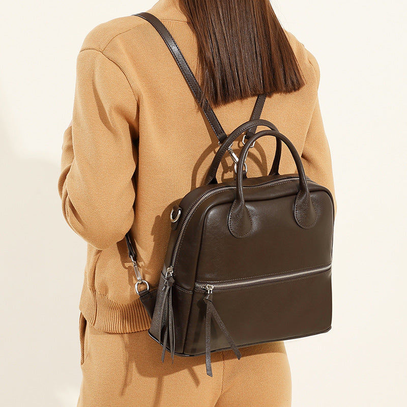 Light Luxury Leather Women's Bag Large-capacity Backpack Shoulder Bag