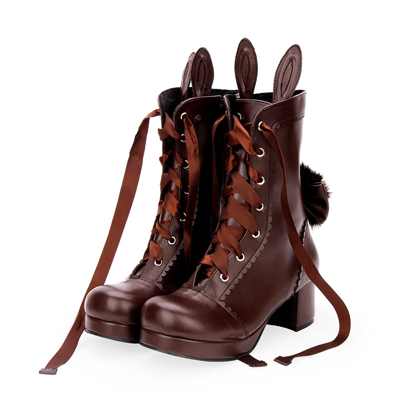 Japanese Winter New LOLITA Ribbon Mid-tube Boots