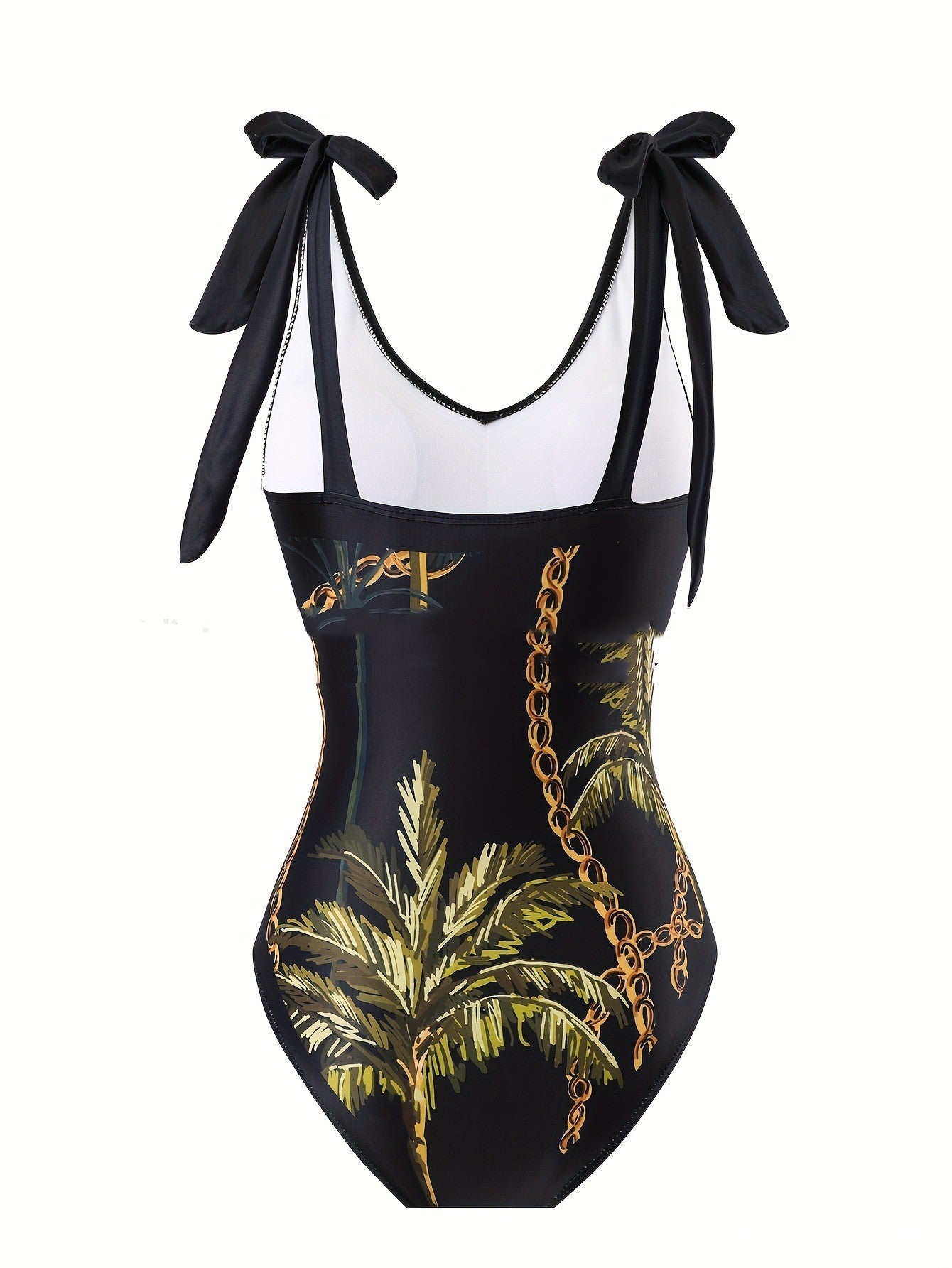 Black Coconut Tree Chain Print Sleeveless