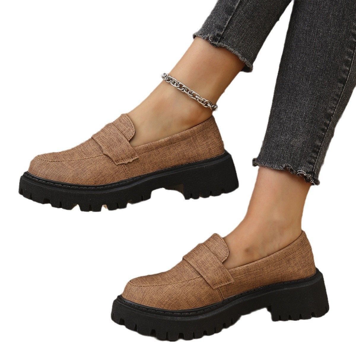 Retro Platform Loafers Casual Versatile Single-layer Shoes