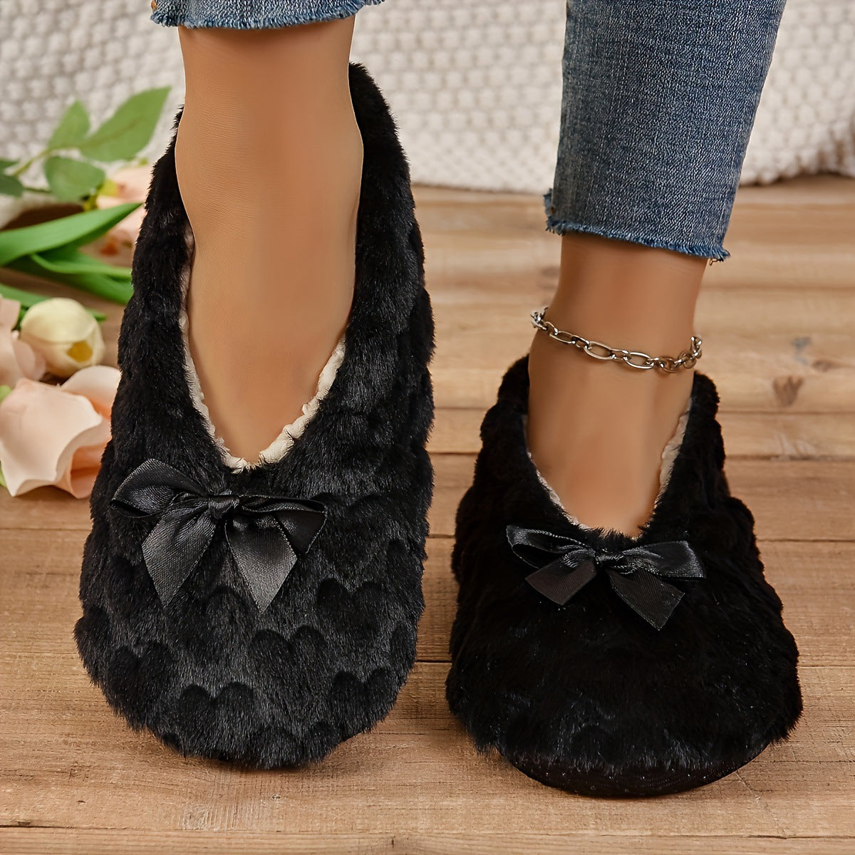 Women's Indoor Comfortable Breathable Warm Closed-toe Slippers Soft