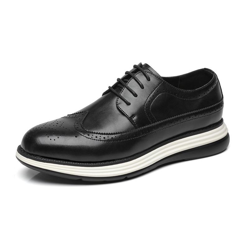 Ultra-fiber Thick-soled Trendy Men's Business Leather Shoes Comfortable And Casual