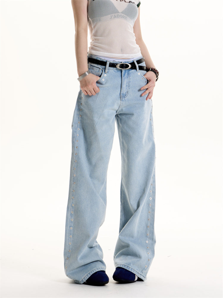 Hot Girl Style Rivet Design Sense Matchet Pants