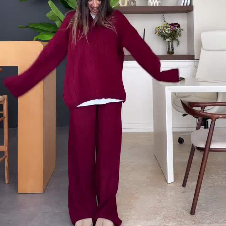Autumn New Solid Color Line Pattern Slim Lazy Style Suit For Women