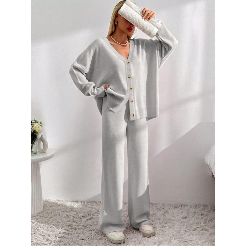Buttons Front Cardigan Drop-shoulder Collar Cardigan Coat