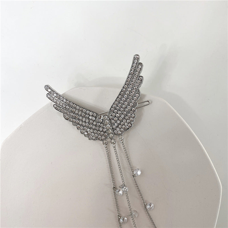 Temperament And Elegant Rhinestone Wings Tassel Hairpin