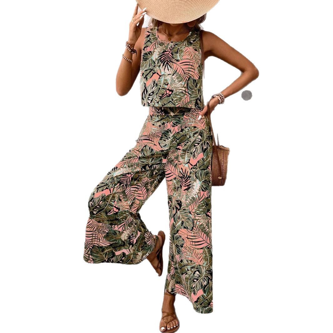 New Summer Strap-Style Printed 2-Piece Set