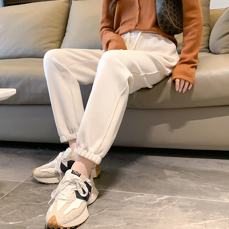 Thickened Plush One-piece High Waist Pants